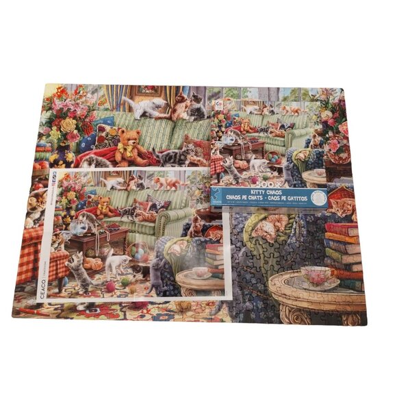 Ceaco Kitty Chaos 500 Piece Complete Jigsaw Puzzle with Poster 2023 - Picture 3 of 10